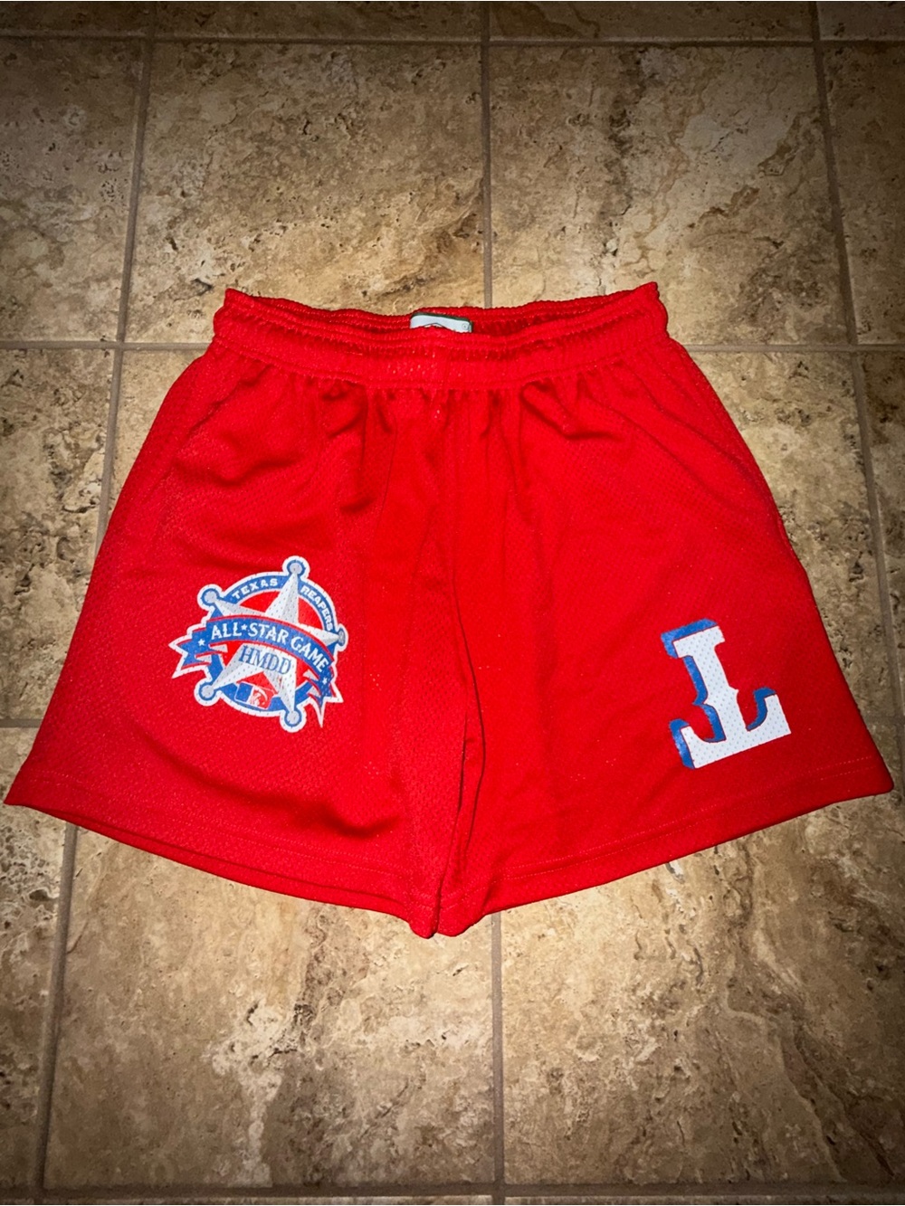 Red Athletic Shorts with Texas All-Star Game Logo
